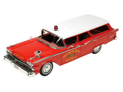 1959 Ford Country Squire "Fruitland MD Fire Chief" Red with White Top Limited Edition to 200 pieces Worldwide 1/43 Model Car by Goldvarg Collection by Goldvarg Collection