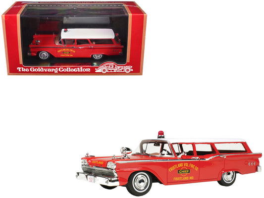 1959 Ford Country Squire "Fruitland MD Fire Chief" Red with White Top Limited Edition to 200 pieces Worldwide 1/43 Model Car by Goldvarg Collection by Goldvarg Collection