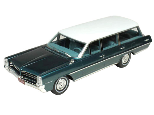 1964 Pontiac Safari Gulfstream Aqua Metallic with White Top and Blue Interior Limited Edition to 200 pieces Worldwide 1/43 Model Car by Goldvarg Collection by Goldvarg Collection