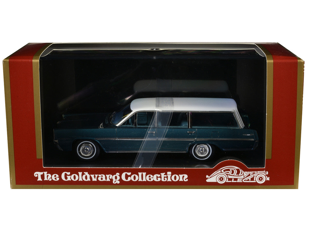 1964 Pontiac Safari Gulfstream Aqua Metallic with White Top and Blue Interior Limited Edition to 200 pieces Worldwide 1/43 Model Car by Goldvarg Collection by Goldvarg Collection