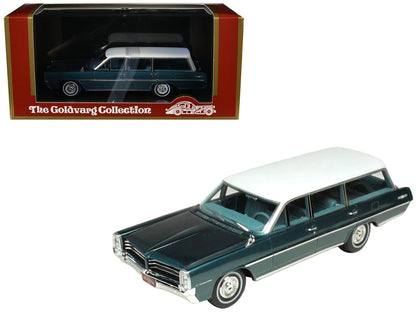 1964 Pontiac Safari Gulfstream Aqua Metallic with White Top and Blue Interior Limited Edition to 200 pieces Worldwide 1/43 Model Car by Goldvarg Collection by Goldvarg Collection