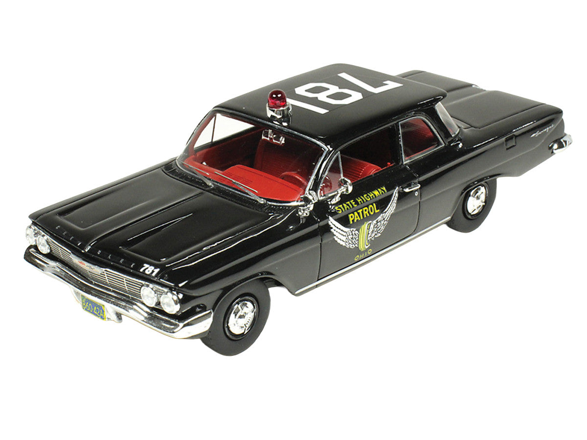 1961 Chevrolet Biscayne "Ohio State Highway Patrol" Black with Red Interior Limited Edition to 150 pieces Worldwide 1/43 Model Car by Goldvarg Collection by Goldvarg Collection