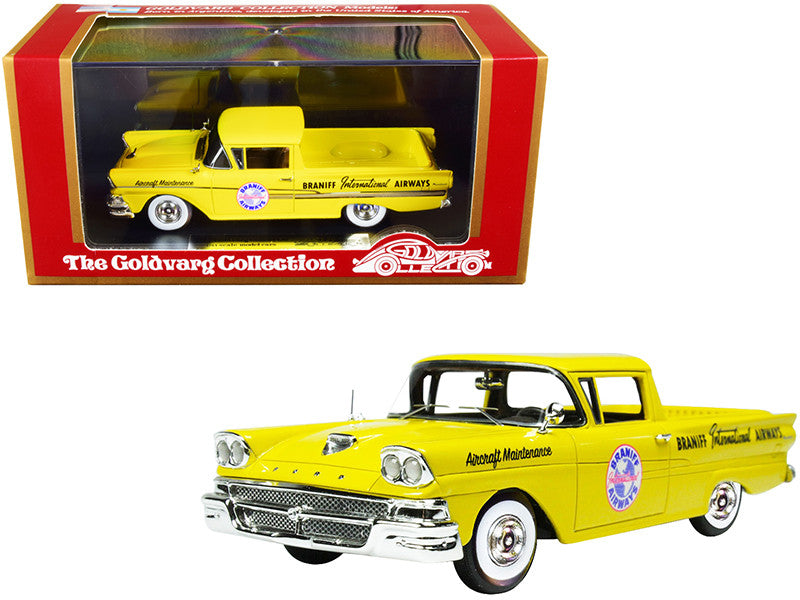 1958 Ford Ranchero Aircraft Maintenance Car Yellow "Braniff International Airways" Limited Edition to 125 pieces Worldwide 1/43 Model Car by Goldvarg Collection by Goldvarg Collection