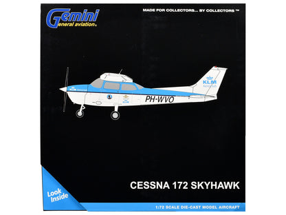 Cessna 172 Skyhawk Aircraft "KLM Aeroclub" (PH-WVO) Light Blue and White "Gemini General Aviation" Series 1/72 Diecast Model Airplane by GeminiJets-2