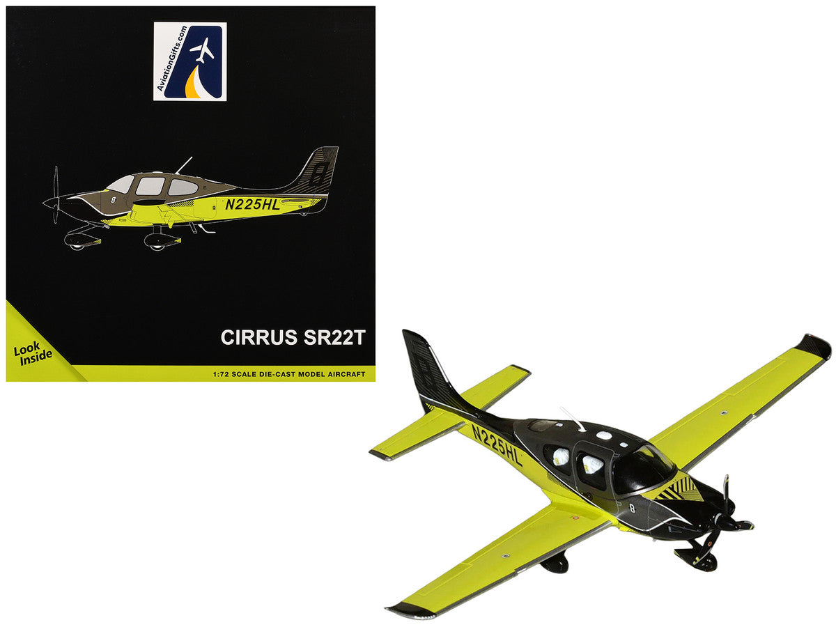 Cirrus SR22T Composite Aircraft (N225HL) Black and Neon Green "Gemini General Aviation" Series 1/72 Diecast Model by GeminiJets by GeminiJets