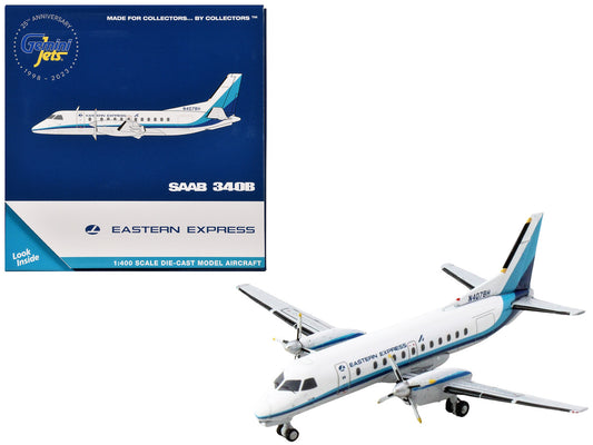 Saab 340B Commercial Aircraft "Eastern Express" (N407BH) White with Blue Stripes 1/400 Diecast Model Airplane by GeminiJets by GeminiJets