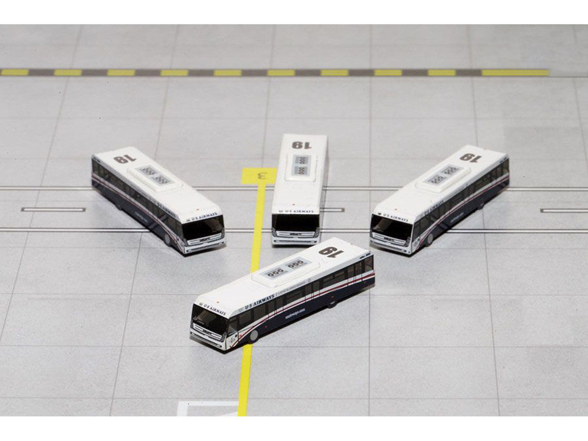 Cobus 3000 Passenger Bus White and Blue "US Airways Shuttle Bus" 4 Piece Set 1/400 Diecast Models by GeminiJets by GeminiJets