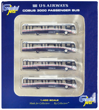 Cobus 3000 Passenger Bus White and Blue "US Airways Shuttle Bus" 4 Piece Set 1/400 Diecast Models by GeminiJets by GeminiJets