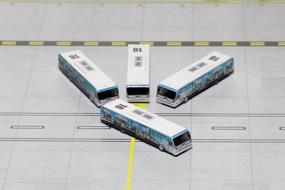 Cobus 3000 Passenger Bus White and Blue with Graphics "US Airways Shuttle Bus - Greener Transit" 4 Piece Set 1/400 Diecast Models by GeminiJets by GeminiJets