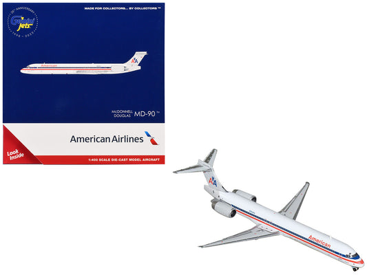 McDonnell Douglas MD-90 Commercial Aircraft "American Airlines" (N904RA) White with Blue and Red Stripes 1/400 Diecast Model Airplane by GeminiJets by GeminiJets