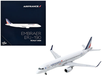 Embraer ERJ-190 Commercial Aircraft "Air France Hop" (F-HBLR) White with Striped Tail 1/400 Diecast Model Airplane by GeminiJets by GeminiJets