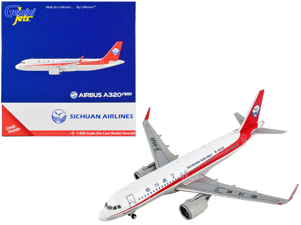 Airbus A320neo Commercial Aircraft "Sichuan Airlines" White with Red Stripes and Tail 1/400 Diecast Model Airplane by GeminiJets by GeminiJets