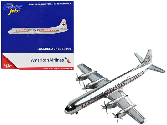 Lockheed L-188 Electra Commercial Aircraft "American Airlines" Silver with Red Stripes 1/400 Diecast Model Airplane by GeminiJets by GeminiJets