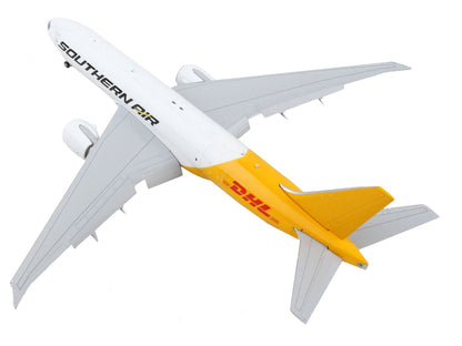 Boeing 777F Commercial Aircraft with Flaps Down "Southern Air - DHL" White and Yellow 1/400 Diecast Model Airplane by GeminiJets by GeminiJets