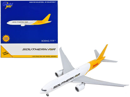 Boeing 777F Commercial Aircraft with Flaps Down "Southern Air - DHL" White and Yellow 1/400 Diecast Model Airplane by GeminiJets by GeminiJets