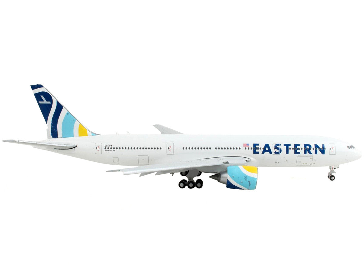 Boeing 777-200ER Commercial Aircraft with Flaps Down "Eastern Air Lines" White with Striped Tail 1/400 Diecast Model Airplane by GeminiJets by GeminiJets