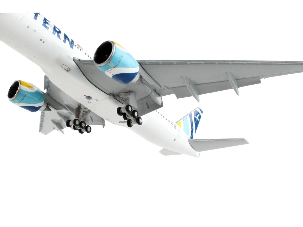 Boeing 777-200ER Commercial Aircraft with Flaps Down "Eastern Air Lines" White with Striped Tail 1/400 Diecast Model Airplane by GeminiJets by GeminiJets