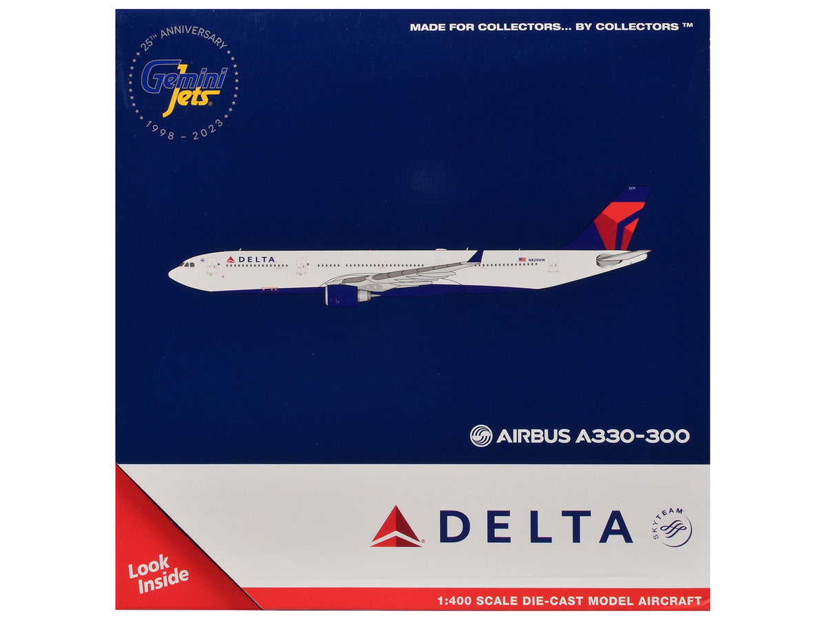 Airbus A330-300 Commercial Aircraft "Delta Air Lines" (N829NW) White with Blue and Red Tail 1/400 Diecast Model Airplane by GeminiJets by GeminiJets