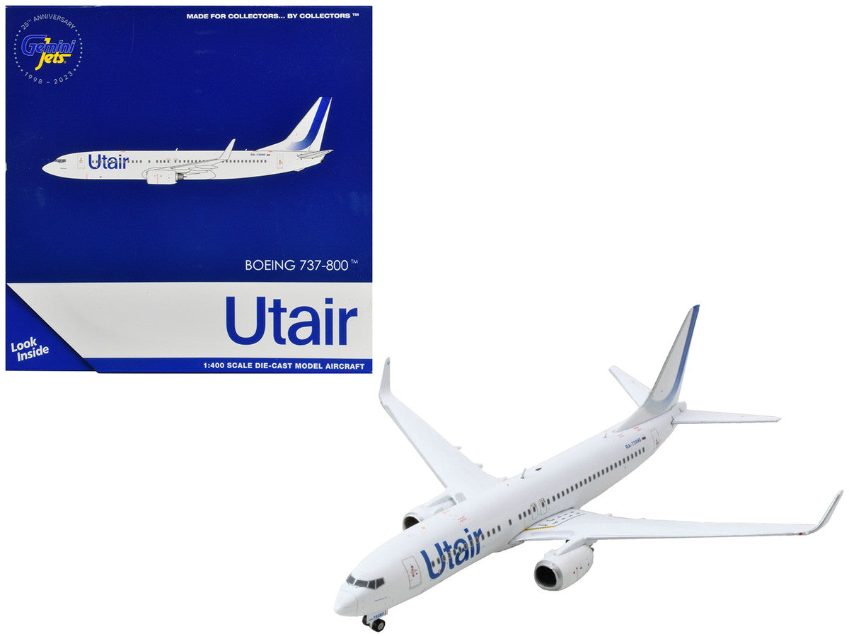 Boeing 737-800 Commercial Aircraft "Utair" White with Blue Tail Stripes 1/400 Diecast Model Airplane by GeminiJets by GeminiJets