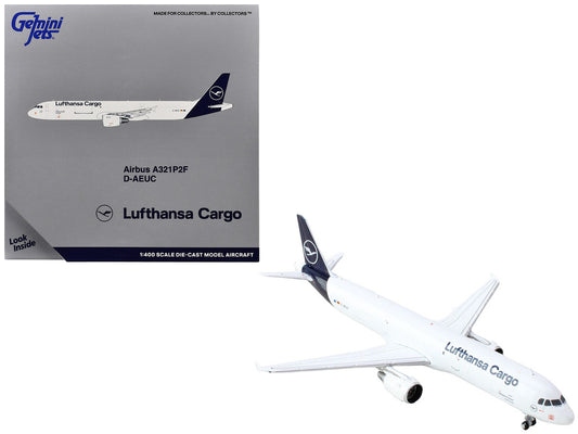 Airbus A321P2F Commercial Aircraft "Lufthansa Cargo" (D-AEUC) White with Blue Tail 1/400 Diecast Model Airplane by GeminiJets by GeminiJets