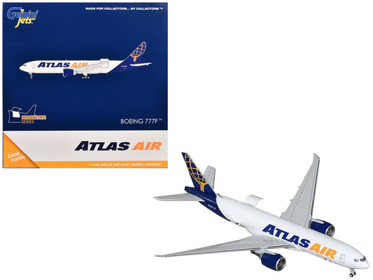 Boeing 777-200LRF Commercial Aircraft "Atlas Air" (N703GT) White with Blue Tail "Interactive Series" 1/400 Diecast Model Airplane by GeminiJets by GeminiJets