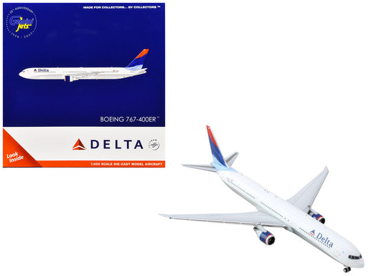 Boeing 767-400ER Commercial Aircraft "Delta Air Lines" (N829MH) White with Red and Blue Tail 1/400 Diecast Model Airplane by GeminiJets by GeminiJets