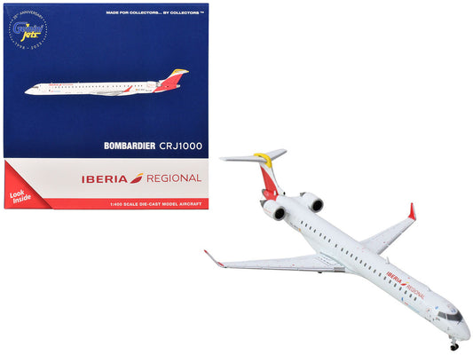 Bombardier CRJ1000 Commercial Aircraft "Iberia Regional" (EC-MVZ) White with Red Tail 1/400 Diecast Model Airplane by GeminiJets by GeminiJets