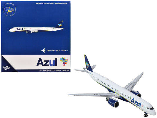 Embraer E195-E2 Commercial Aircraft "Azul Brazilian Airlines" (PS-AEH) White with Blue Tail 1/400 Diecast Model Airplane by GeminiJets by GeminiJets