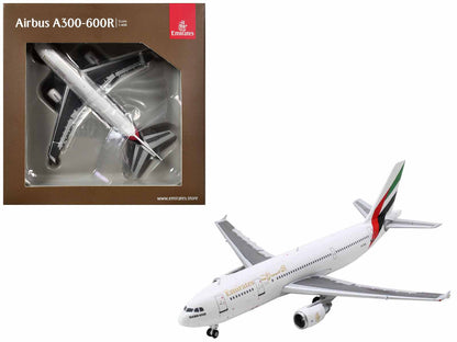 Airbus A300-600R Commercial Aircraft "Emirates Airlines" (A6-EKC) White with Striped Tail 1/400 Diecast Model Airplane by GeminiJets by GeminiJets