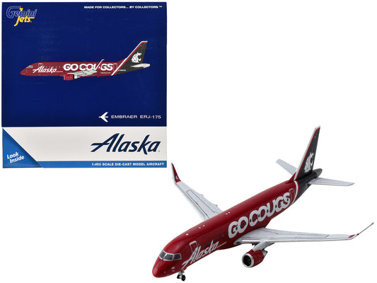 Embraer ERJ-175 Commercial Aircraft "Alaska Airlines/Horizon - Washington State Cougars" (N661QX) Red with Gray Tail 1/400 Diecast Model Airplane by GeminiJets by GeminiJets