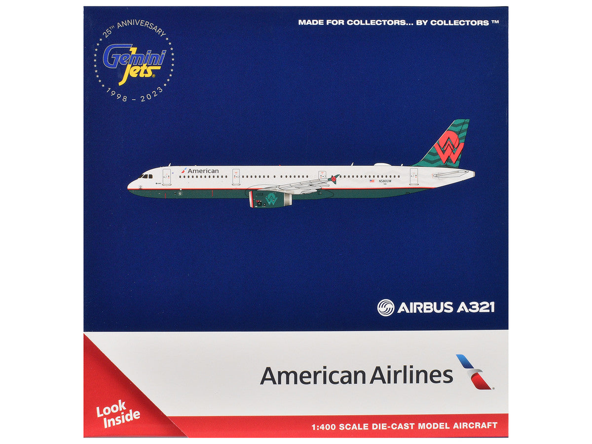 Airbus A321 Commercial Aircraft "American Airlines - America West Heritage Jet" (N580UW) White with Tail Graphics 1/400 Diecast Model Airplane by GeminiJets by GeminiJets