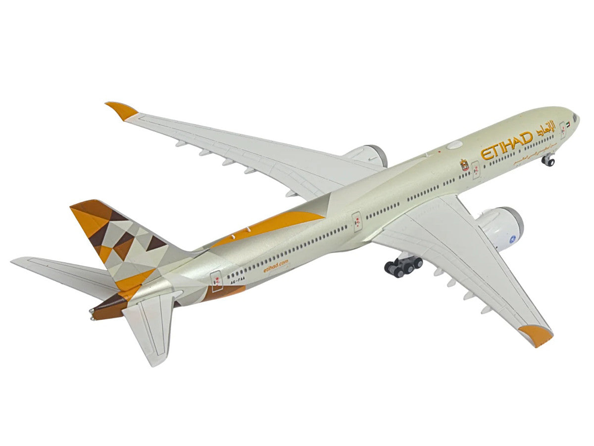 Boeing 777-9 Commercial Aircraft "Etihad Airways" (A6-FAA) Beige with Tail Graphics 1/400 Diecast Model Airplane by GeminiJets by GeminiJets