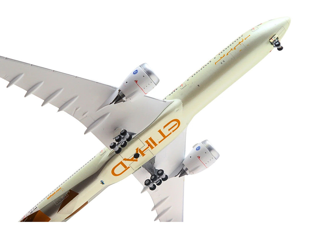 Boeing 777-9 Commercial Aircraft "Etihad Airways" (A6-FAA) Beige with Tail Graphics 1/400 Diecast Model Airplane by GeminiJets by GeminiJets