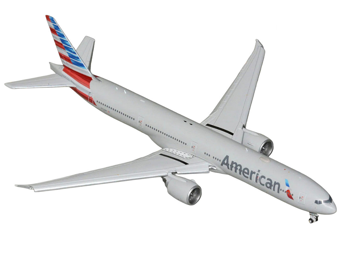 Boeing 777-300ER Commercial Aircraft with Flaps Down "American Airlines" (N722AN) Gray with Striped Tail 1/400 Diecast Model by GeminiJets by GeminiJets