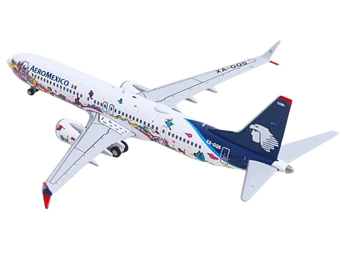 Boeing 737 MAX 9 Commercial Aircraft "Aeromexico - Kukulcan" (XA-GQS) White with Graphics and Blue Tail 1/400 Diecast Model by GeminiJets by GeminiJets