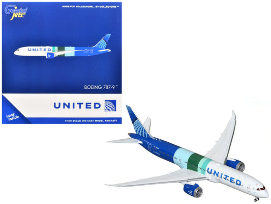 Boeing 787-9 Commercial Aircraft "United Airlines - The Future is SAF" (N24988) White and Blue with Stripes 1/400 Diecast Model Airplane by GeminiJets by GeminiJets