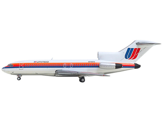 Boeing 727-100 Commercial Aircraft "United Airlines - Saul Bass Livery" (N7001U) White with Stripes 1/400 Diecast Model by GeminiJets by GeminiJets