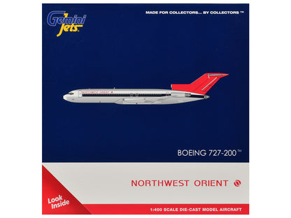 Boeing 727-200 Commercial Aircraft "Northwest Orient" (N298US) Silver with White Stripes and Red Tail 1/400 Diecast Model by GeminiJets by GeminiJets