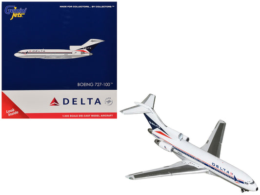 Boeing 727-100 Commercial Aircraft "Delta Air Lines" (N1633) White with Red and Blue Stripes 1/400 Diecast Model by GeminiJets by GeminiJets