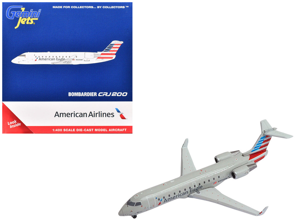 Bombardier CRJ200 Commercial Aircraft "American Eagle - Air Wisconsin" (N420AW) Gray with Red and Blue Tail 1/400 Diecast Model Airplane by GeminiJets by GeminiJets