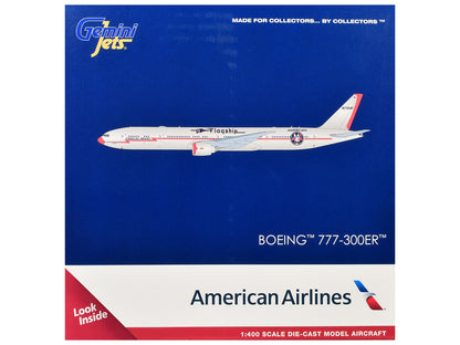Boeing 777-300ER Commercial Aircraft "American Airlines - Flagship DFW" (N735AT) Silver with Orange Stripes 1/400 Diecast Model by GeminiJets by GeminiJets
