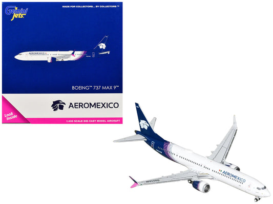 Boeing 737 MAX 9 Commercial Aircraft "Aeromexico" (N804AM) White with Blue Tail 1/400 Diecast Model Airplane by GeminiJets by GeminiJets