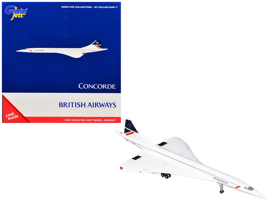 BAC/Aerospatiale Concorde Commercial Aircraft "British Airways" (G-BOAA) White with Red Stripes and Blue Tail 1/400 Diecast Model Airplane by GeminiJets by GeminiJets