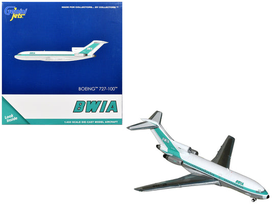 Boeing 727-100 Commercial Aircraft "British West Indian Airways" (9Y-TCO) White with Light Green Stripes 1/400 Diecast Model Airplane by GeminiJets by GeminiJets