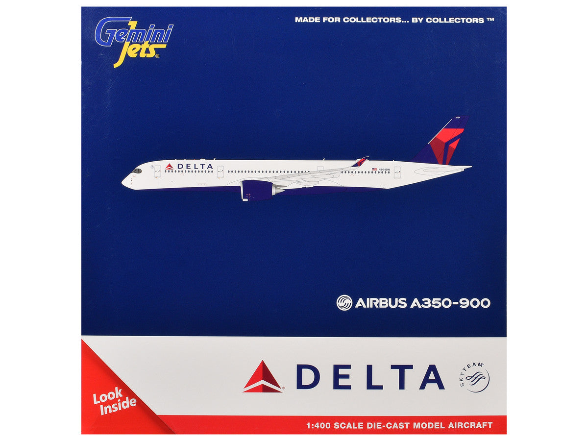 Airbus A350-900 Commercial Aircraft "Delta Air Lines" (N504DN) White with Blue and Red Tail 1/400 Diecast Model Airplane by GeminiJets by GeminiJets