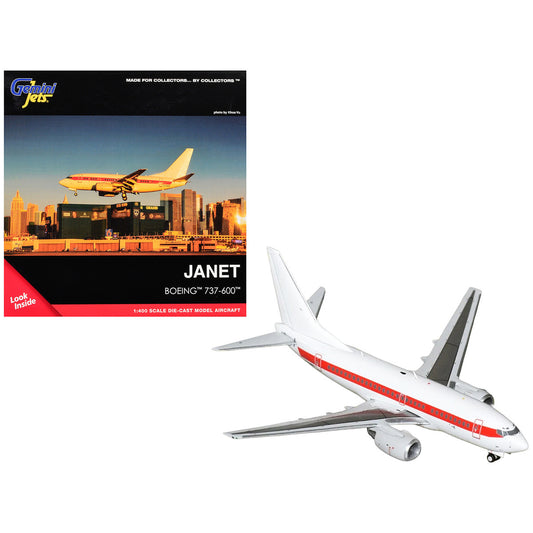 Boeing 737-600 Transport Aircraft "EG&G - Janet Airlines" (N319BD) White with Red Stripes 1/400 Diecast Model Airplane by GeminiJets by GeminiJets