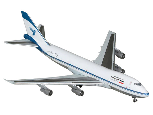 Boeing 747-100 Commercial Aircraft "Iran Air" (EP-IAM) White with Blue Stripes 1/400 Diecast Model by GeminiJets by GeminiJets