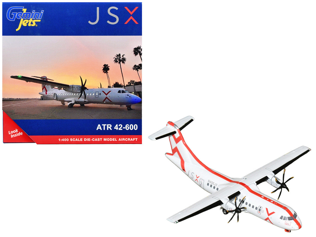 ATR 42-600 Commercial Aircraft "JSX" (N400JX) White with Red Stripes 1/400 Diecast Model Airplane by GeminiJets by GeminiJets