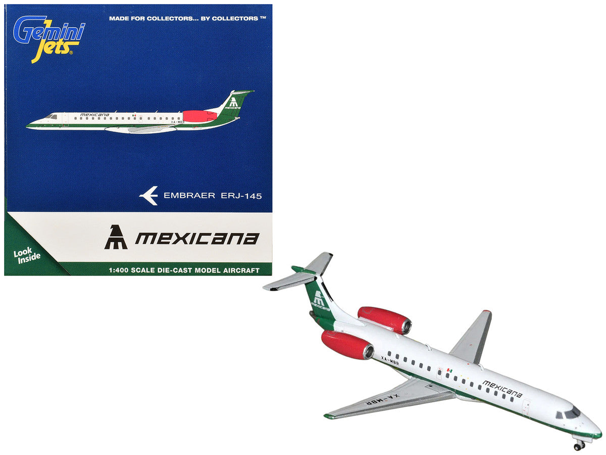 Embraer ERJ-145 Commercial Aircraft "Mexicana de Aviacion" (XA-MBR) White with Green Stripes 1/400 Diecast Model by GeminiJets by GeminiJets