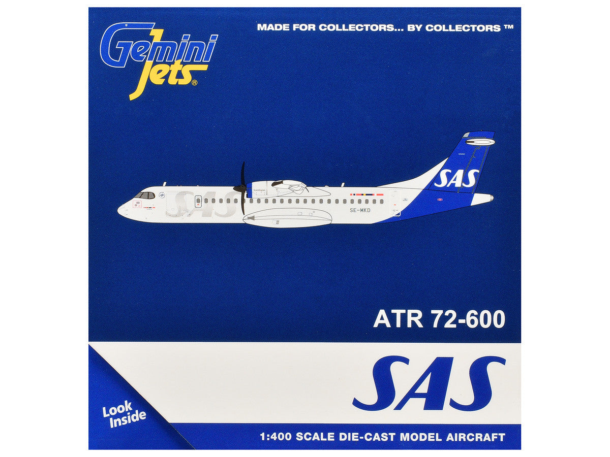 ATR 72-600 Commercial Aircraft "Scandinavian Airlines" (SE-MKD) White with Blue Tail 1/400 Diecast Model by GeminiJets by GeminiJets